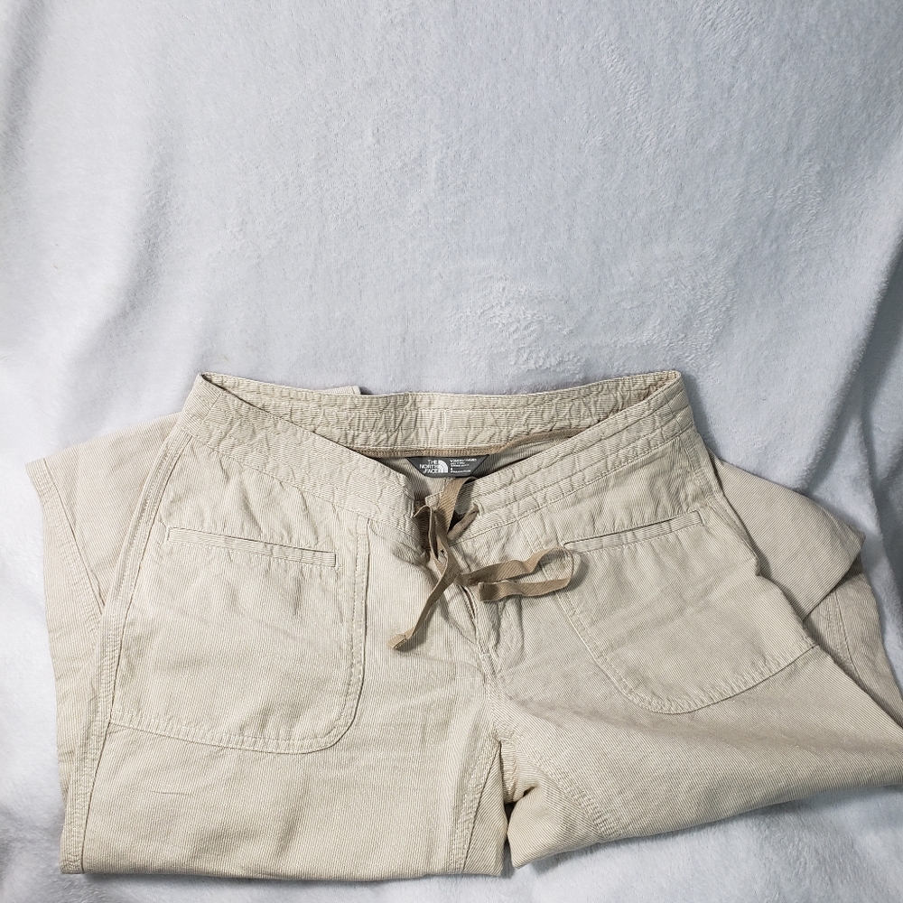 The North Face Ladies Size 4 Pants Regular Tan and White Stripes